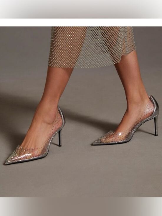 Jeffrey Campbell Shoes - Jeffrey Campbell Crystaline rhinestone embellished clear PVC pumps sz 8